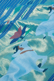 Blue Handloom Paithani Cotton Saree 10068441 - Avishya