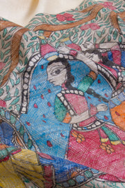 Beige Hand Painted Staple Silk Madhubani Saree With Tussar Pallu 10068442 - Avishya