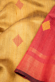 Brown Handloom Bhagalpur Dupion Tussar Silk Saree 10068463