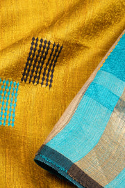 Mustard Yellow Handloom Bhagalpur Dupion Tussar Silk Saree 10068465