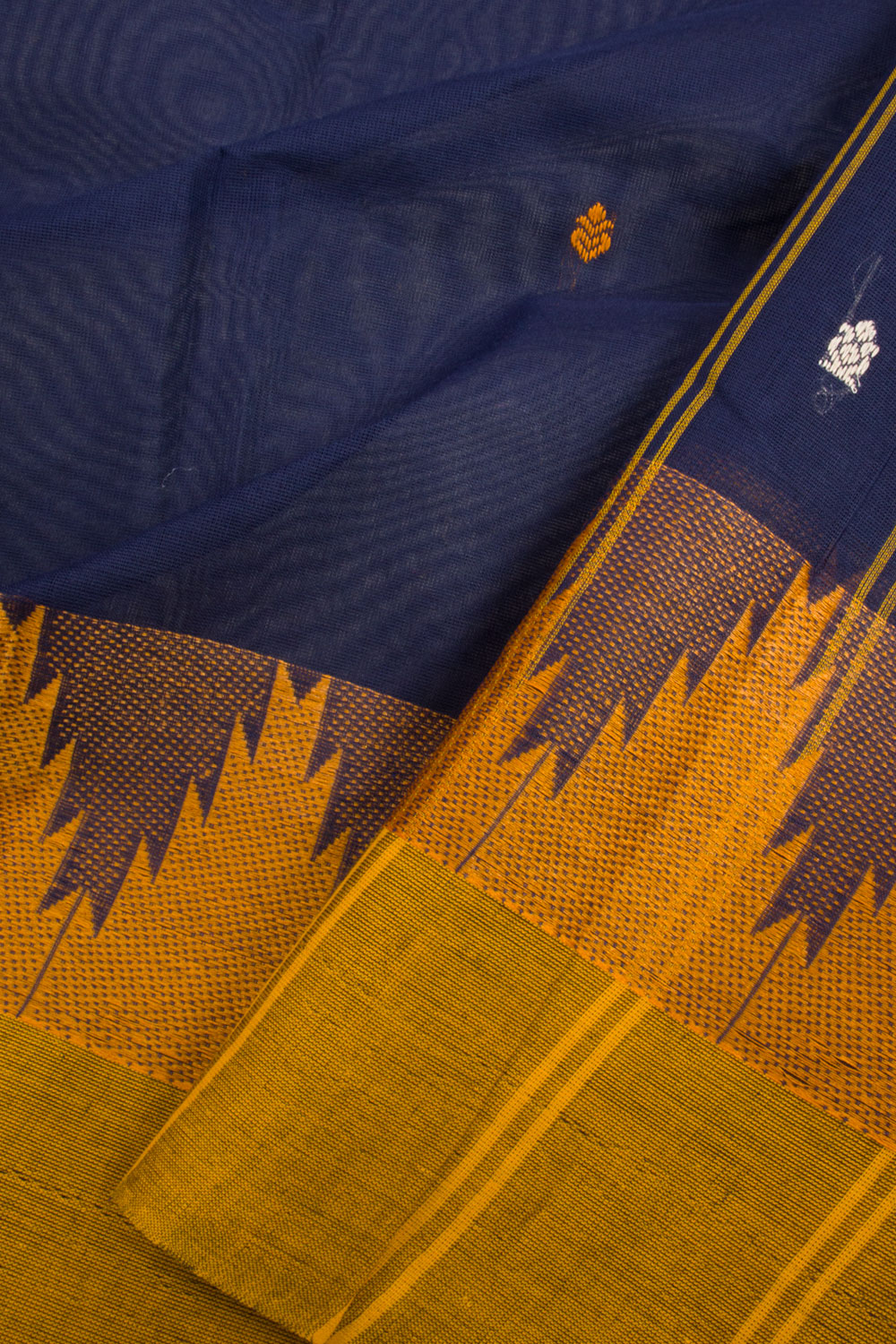 Blue Handwoven Kanchi Cotton Saree 10068534 - Avishya