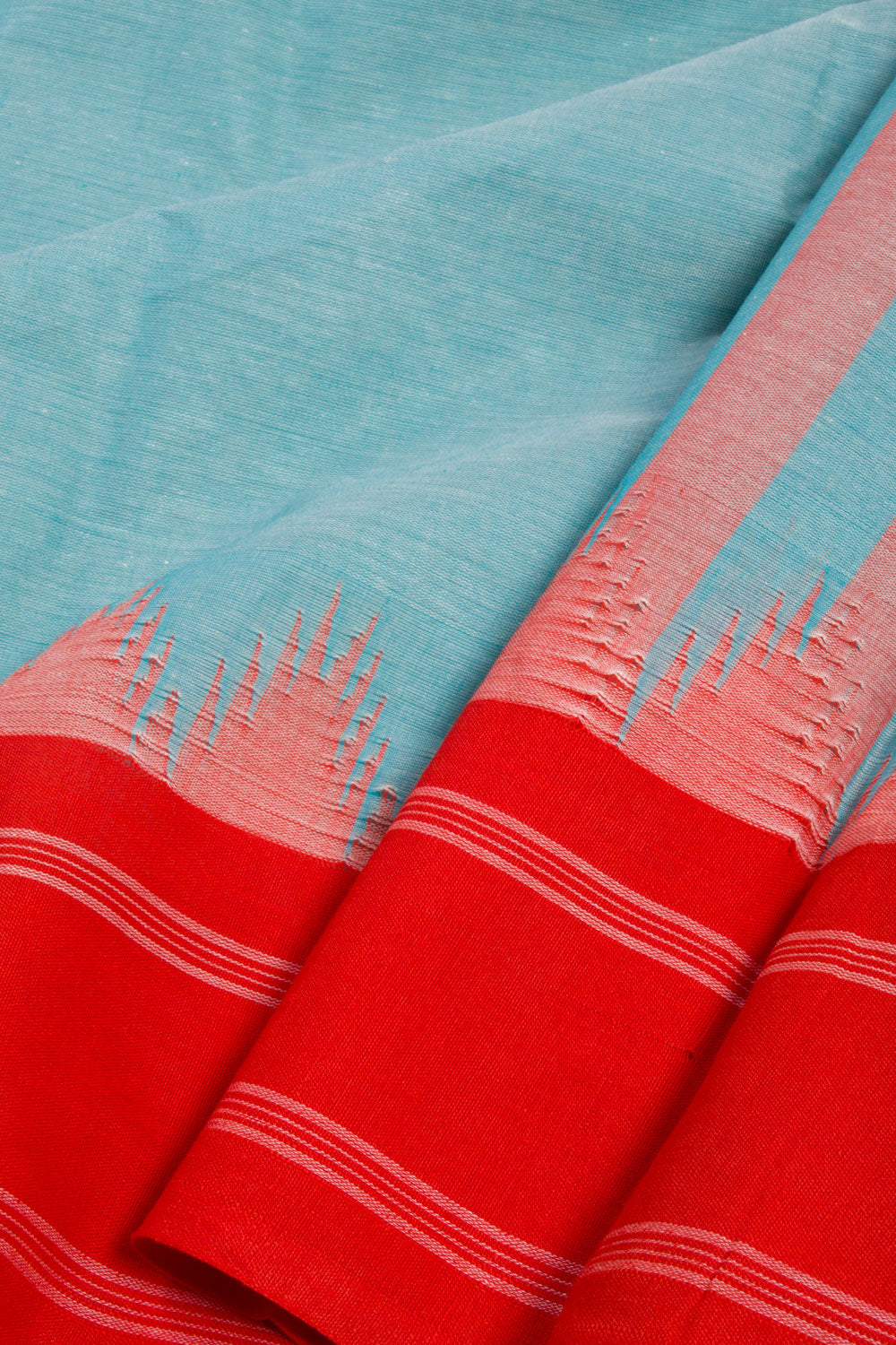Blue Handwoven Kanchi Cotton Saree Without Blouse 10068546 - Avishya