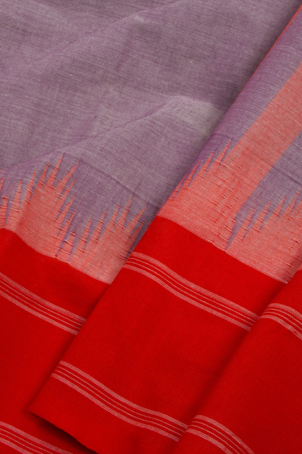 Purple Handwoven Korvai Kanchi Cotton Saree 10068550- Avishya
