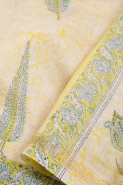 Off White Sanganeri Printed Silk Cotton Saree 10068554