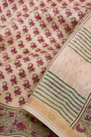 Beige Sanganeri printed Silk Cotton Saree 10068555 - Avishya