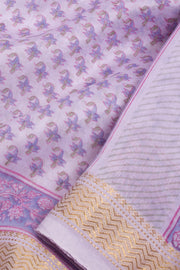 Lavendor Sanganeri Printed Silk Cotton Saree 10068556