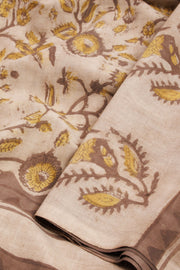 Beige Vanaspathi Printed Mulmul Cotton Saree 10068570 - Avishya