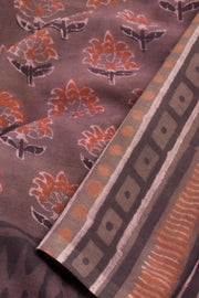 Brown Vanaspathi Printed Mulmul Cotton Saree 10068574 - Avishya