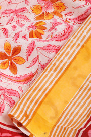 Off White Hand Block Print Mulmul Cotton Saree 10068582 - Avishya