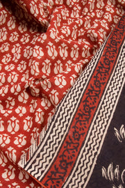 Red Bagru Printed Mulmul Cotton Saree 10068584 - Avishya