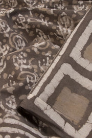 Brown Mulmul Dabu Printed Cotton Saree 10068592 - Avishya