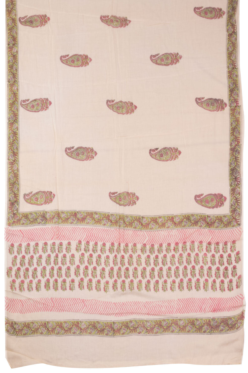 Cream 3-Piece Mulmul Cotton Salwar Suit Material 10068602 - Avishya