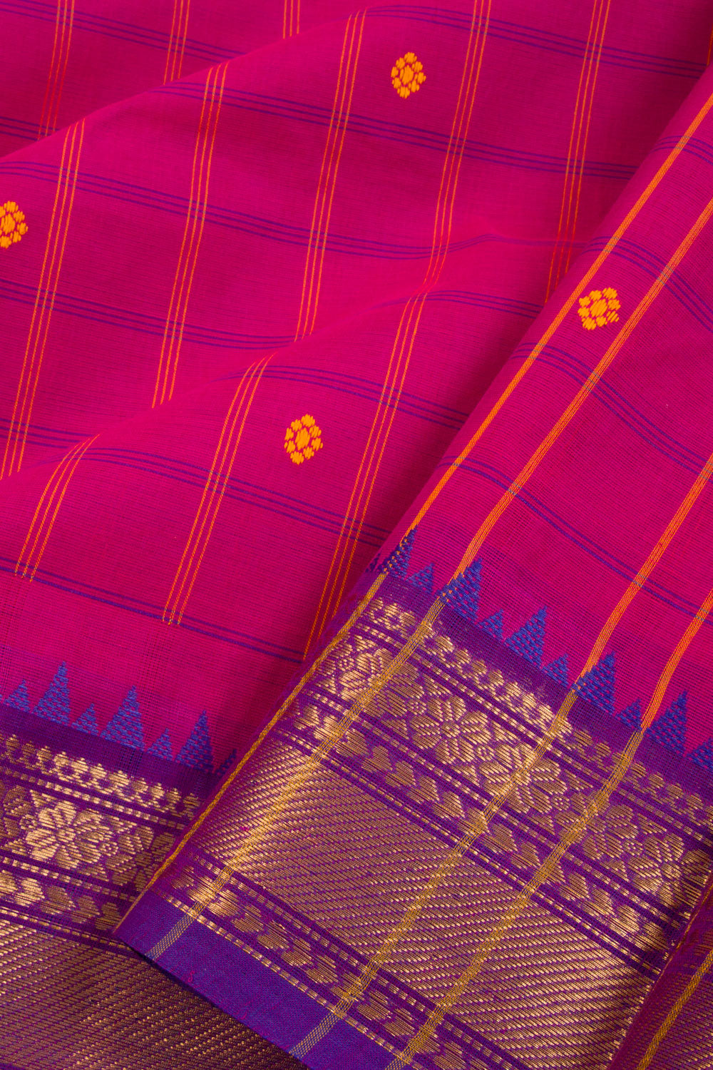 Pink Handwoven Kanchi Cotton Saree 10068701 - Avishya