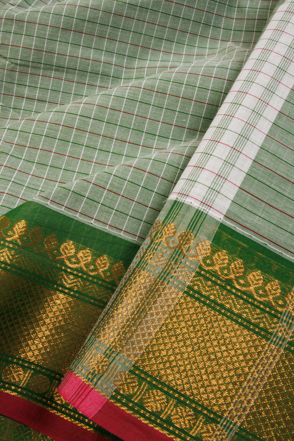 Green Handwoven Kanchi Cotton Saree 10068713