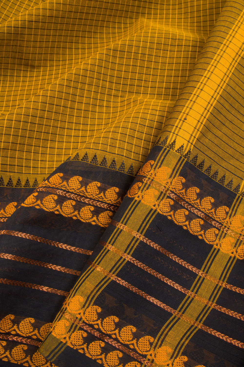 Brown Handwoven Kanchi Cotton Saree 10068717 - Avishya