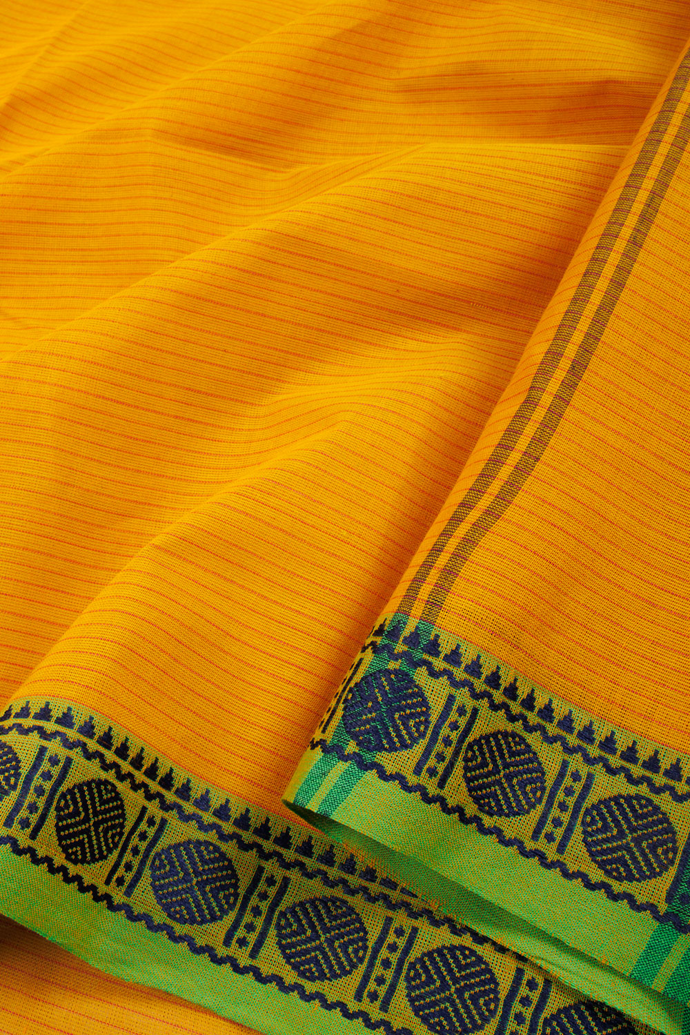 Yellow Handwoven Kanchi Cotton Saree 10068722 - Avishya
