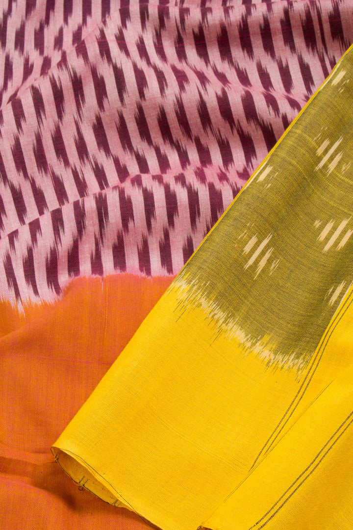 Pink Handloom Pochampally Ikat Cotton Saree 10068749