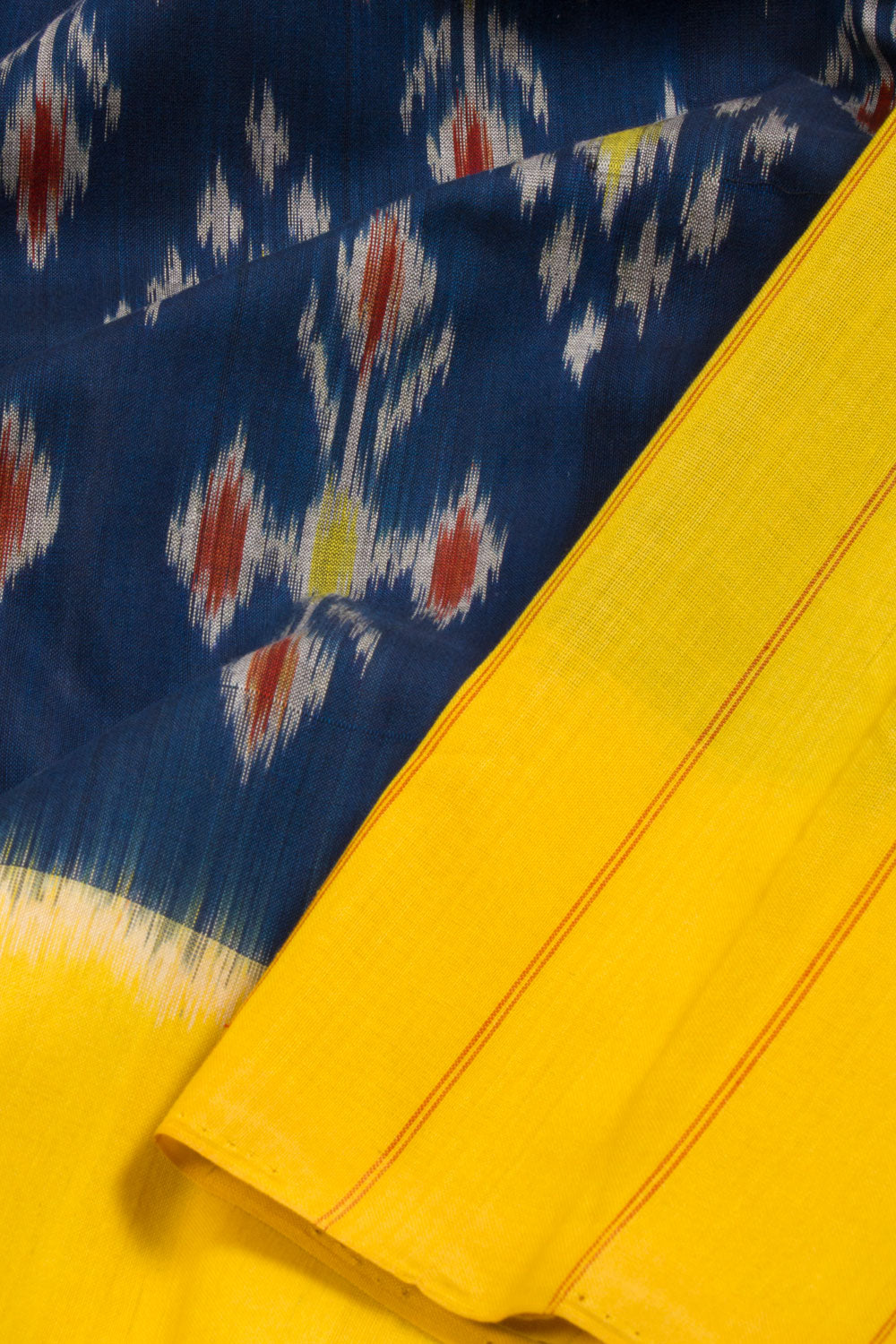 Blue Handloom Pochampally Ikat Cotton Saree 10068750 - Avishya