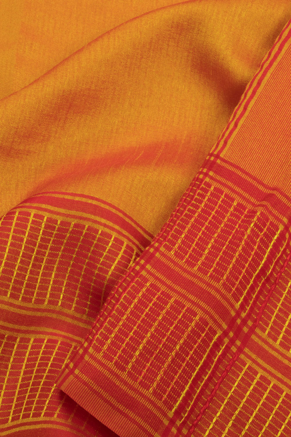 Yellow And Orange Dual Tone Bamboo Silk Saree 10068781