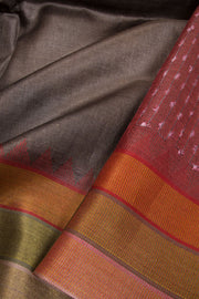 Grey Chhattisgarh Tussar Silk Saree 10068807 - Avishya