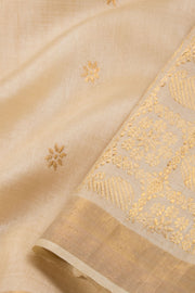 Cream Chhattisgarh Tussar Silk Saree 10068809 - Avishya