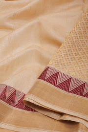 Cream Chhattisgarh Tussar Silk Saree 10068818 - Avishya