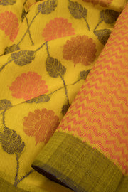 Yellow Chhattisgarh Tussar Silk Saree 10068835 - Avishya