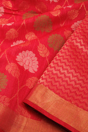 Red Chhattisgarh Tussar Silk Saree 10068838 - Avishya