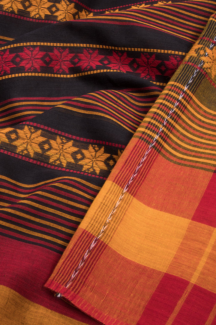 Black Handloom Dhaniakhali Cotton Saree - Avishya