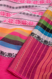 White Handloom Dhaniakhali Cotton Saree - Avishya