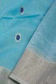Blue Handloom Maheshwari Silk Cotton Saree 10068878 - Avishya