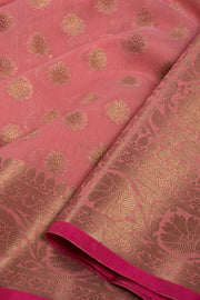 Peach Handloom Banarasi Cotton Saree 10068889 - Avishya