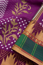 Purple Hand Block Andhara Cotton Saree 10068904 - Avishya