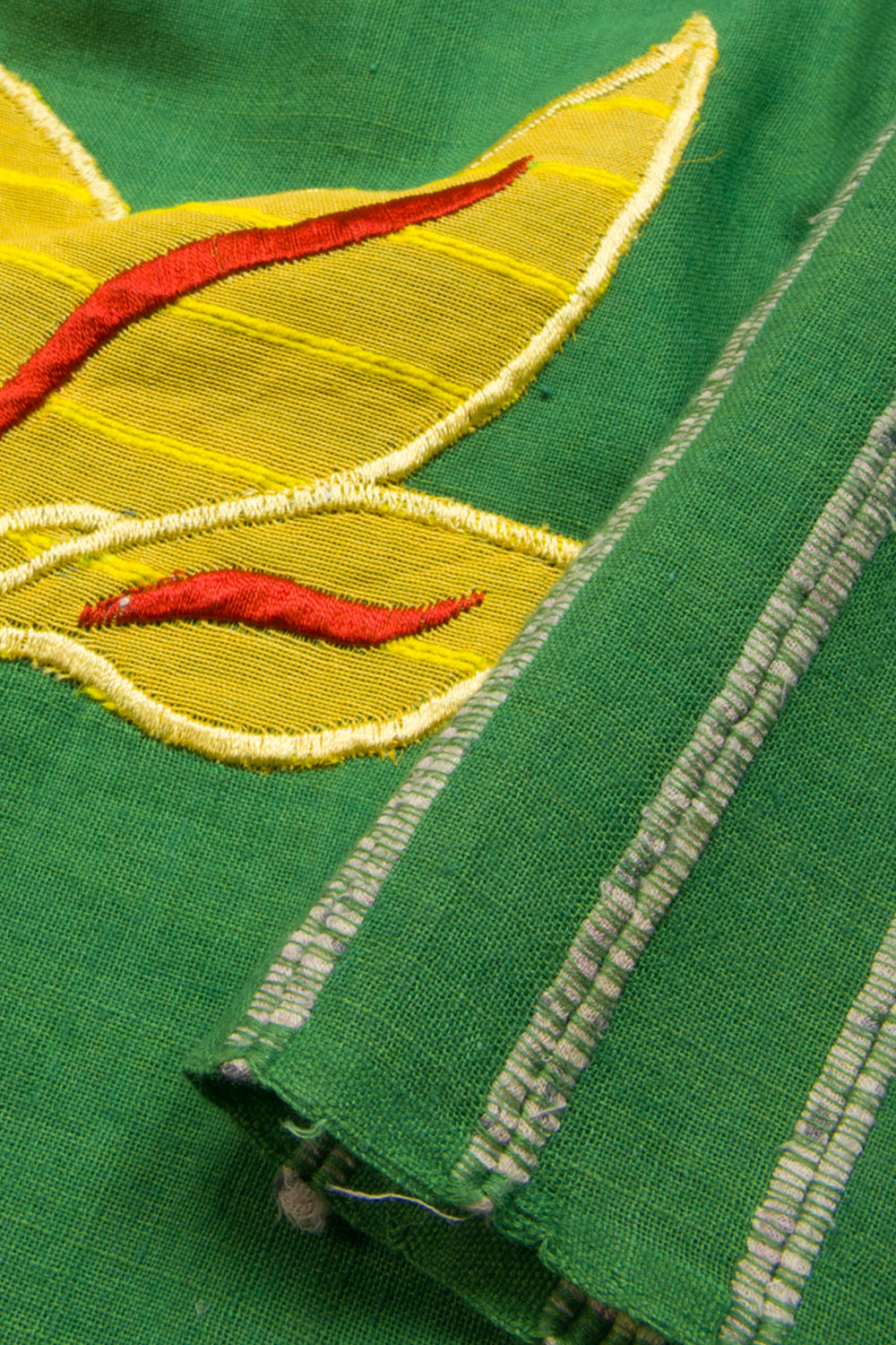 Green Dhaniakhali Cotton Saree With Khesh Weave & Applique 10068906 - Avishya