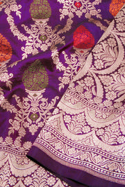 Violet Handloom Banarasi Katan Silk Saree 10068912 - Avishya