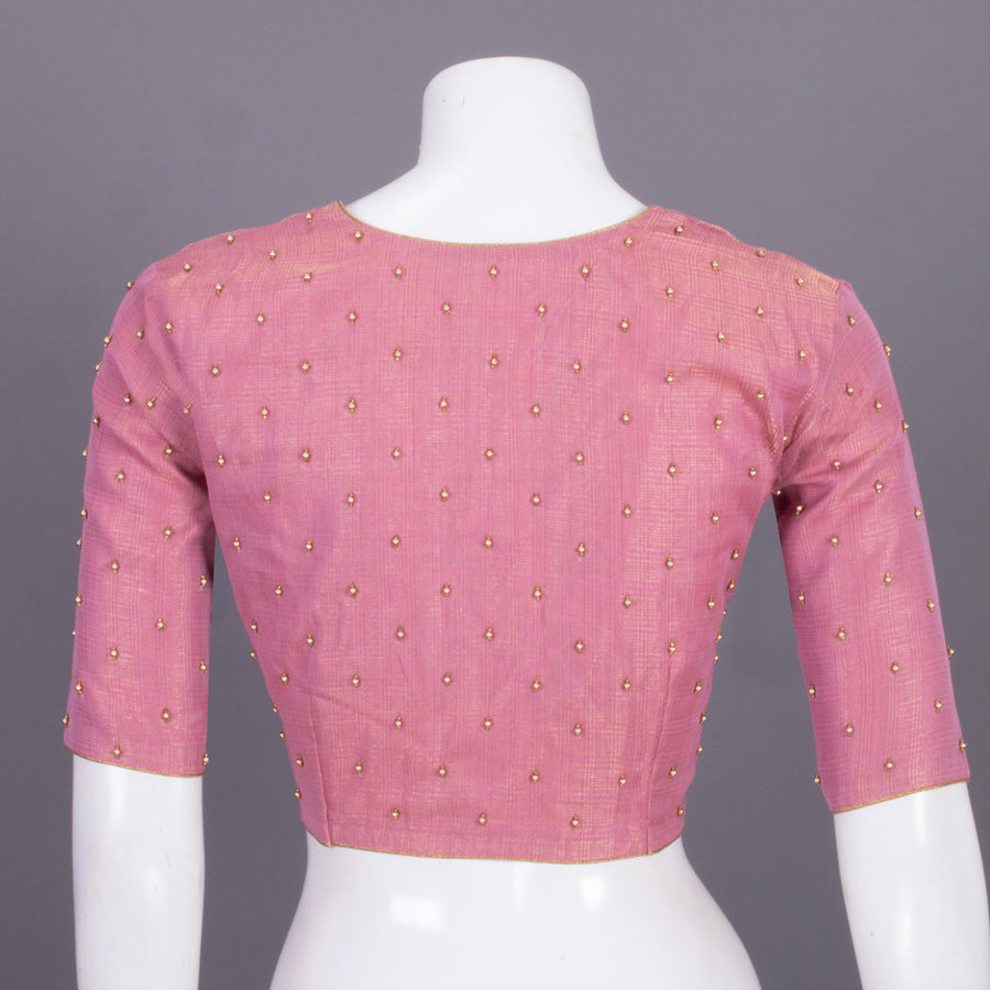 Pink Aari Embroidered Chanderi Silk Cotton Blouse 10068924 - Avishya