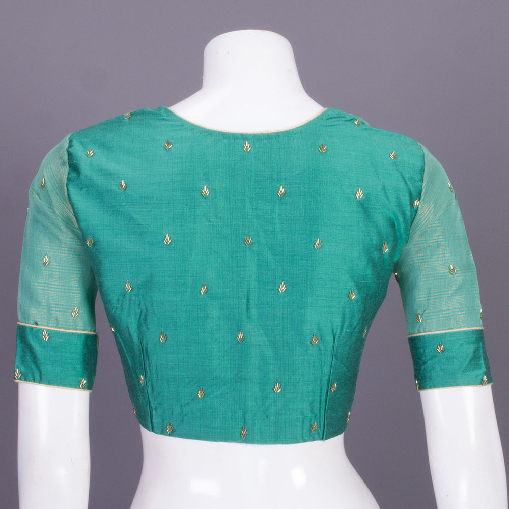 Green Aari Embroidered Tussar Silk Blouse 10068928 - Avishya