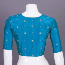 Blue Aari Embroidered Tussar Silk Blouse 10068934 - Avishya