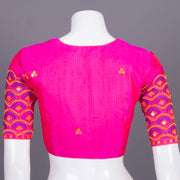 Pink Aari Embroidered Silk Blouse 10068938