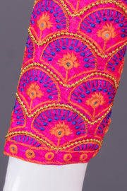 Pink Aari Embroidered Silk Blouse 10068938