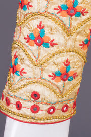 Beige Aari Embroidered Silk Blouse 10068940