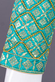 Blue Aari Embroidered Silk Blouse 10068941