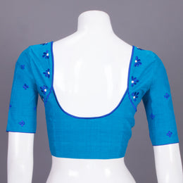 Blue Embroidered Mangalgiri Cotton Blouse 10068955 - Avishya