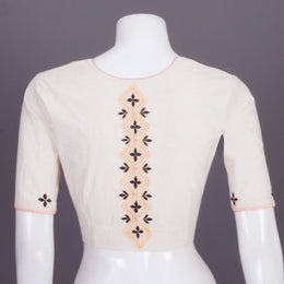 White Embroidered Cotton Blouse 10068968 - Avishya