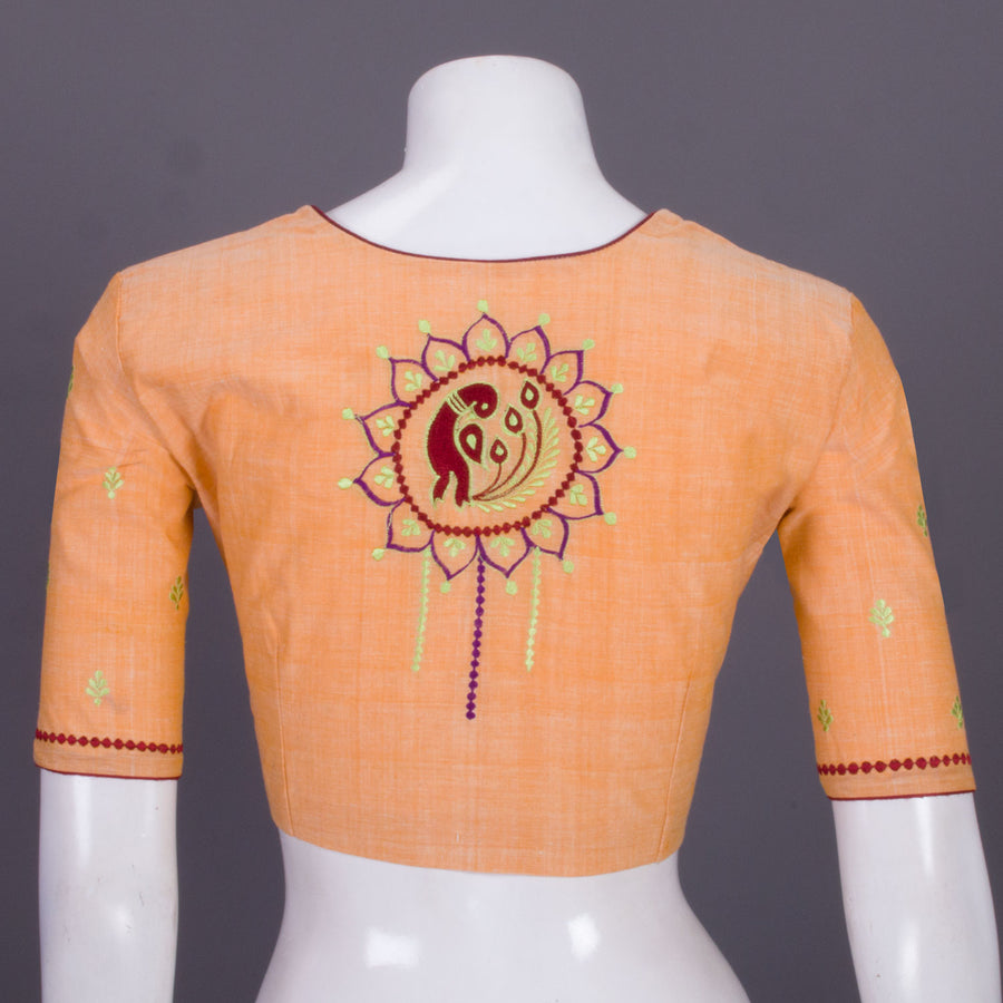 Orange Embroidered Mangalgiri Cotton Blouse 10068969 - Avishya