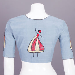 Grey Embroidered Cotton Blouse 10068973 - Avishya