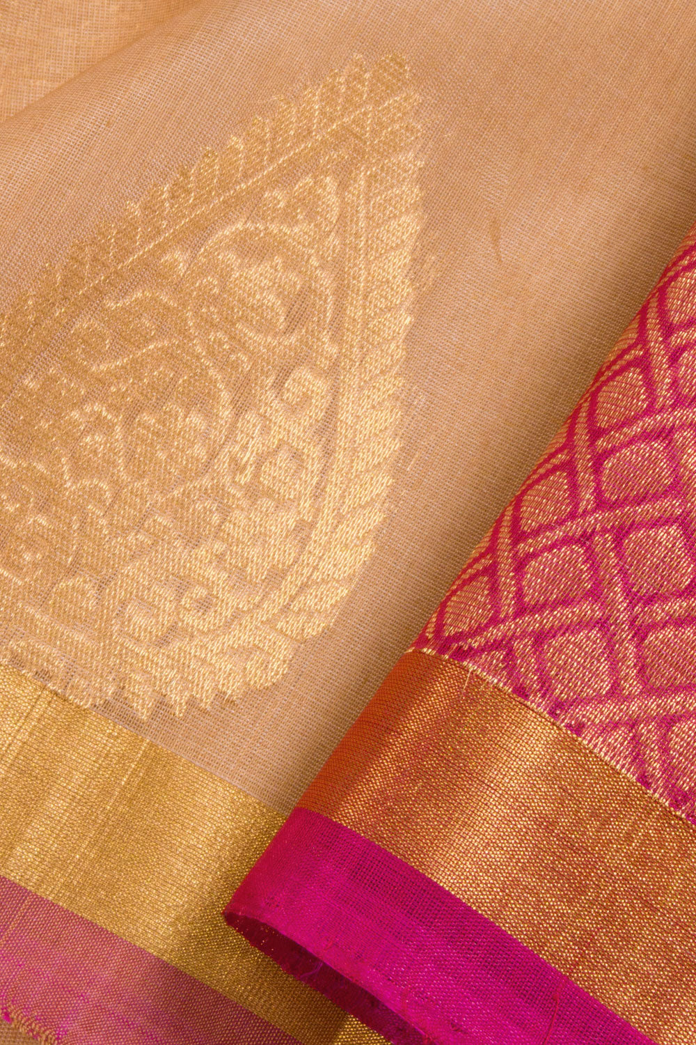 Beige Handloom Kovai Silk Cotton Saree 10069044 - Avishya