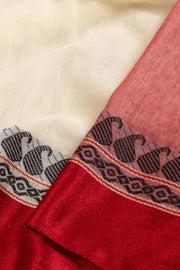 Off White Shantipur Tant Bengal Cotton Saree 10069068 - Avishya