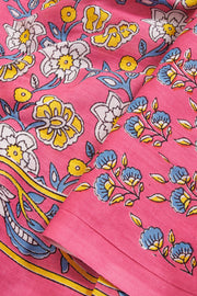 Pink Hand Block Printed Cotton Saree 10069069 - Avishya