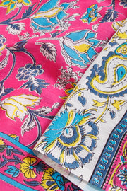 Pink Hand Block Printed Cotton Saree 10069082 - Avishya